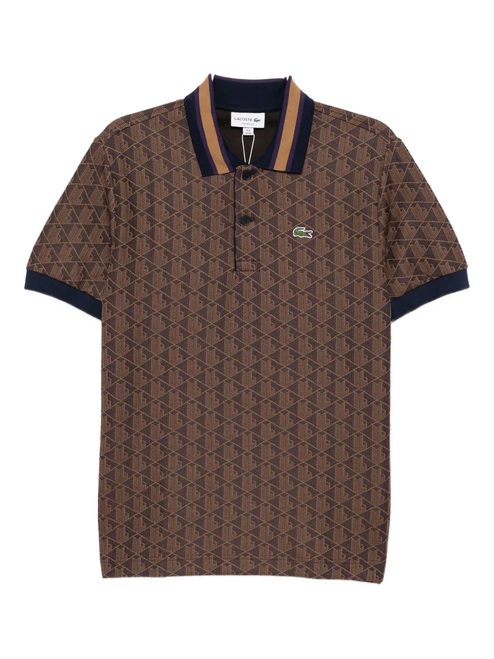 Lacoste Poloshirt met monogram Bruin