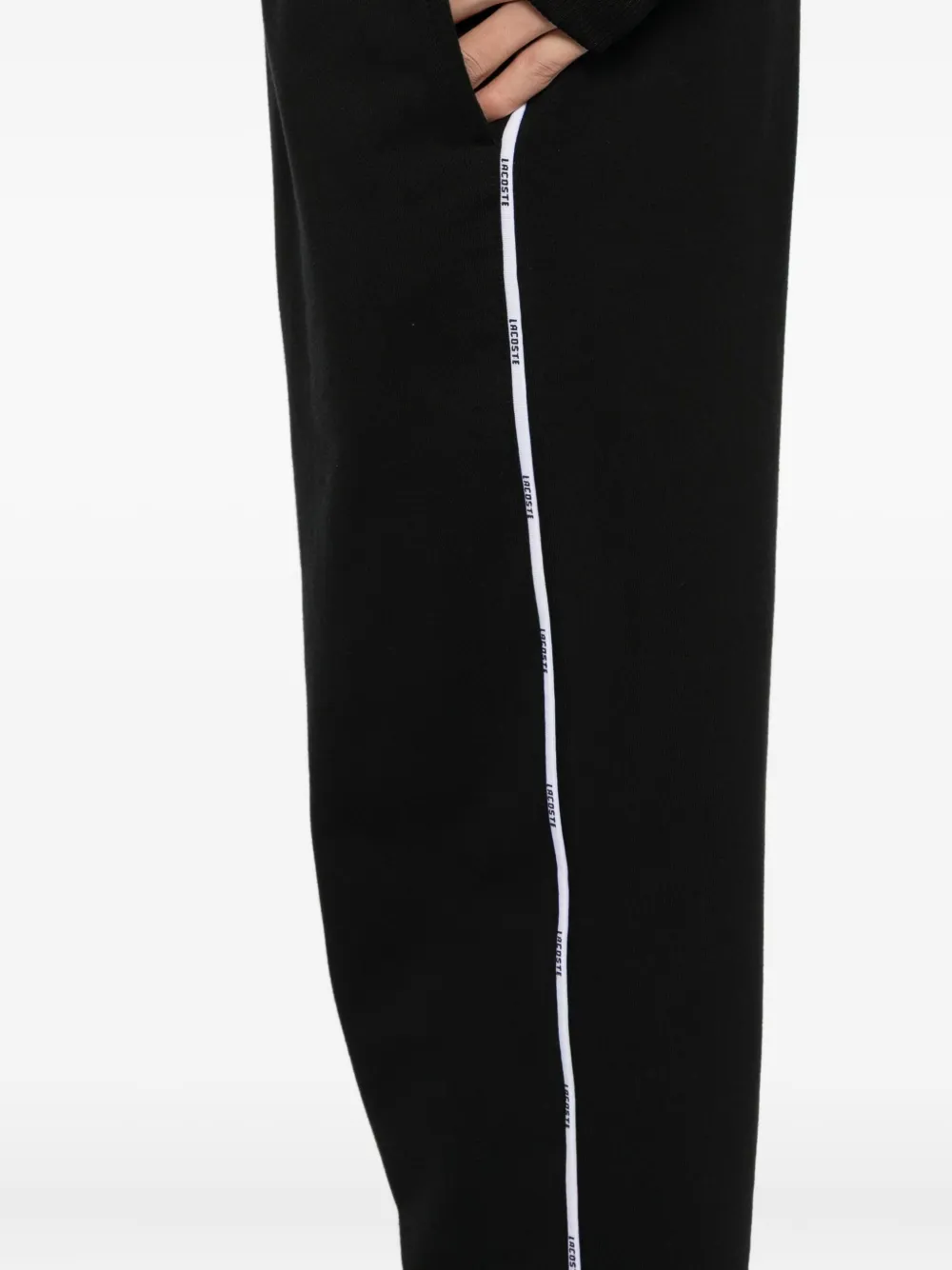 Lacoste Katoenen trainingsbroek met logo afwerking Zwart