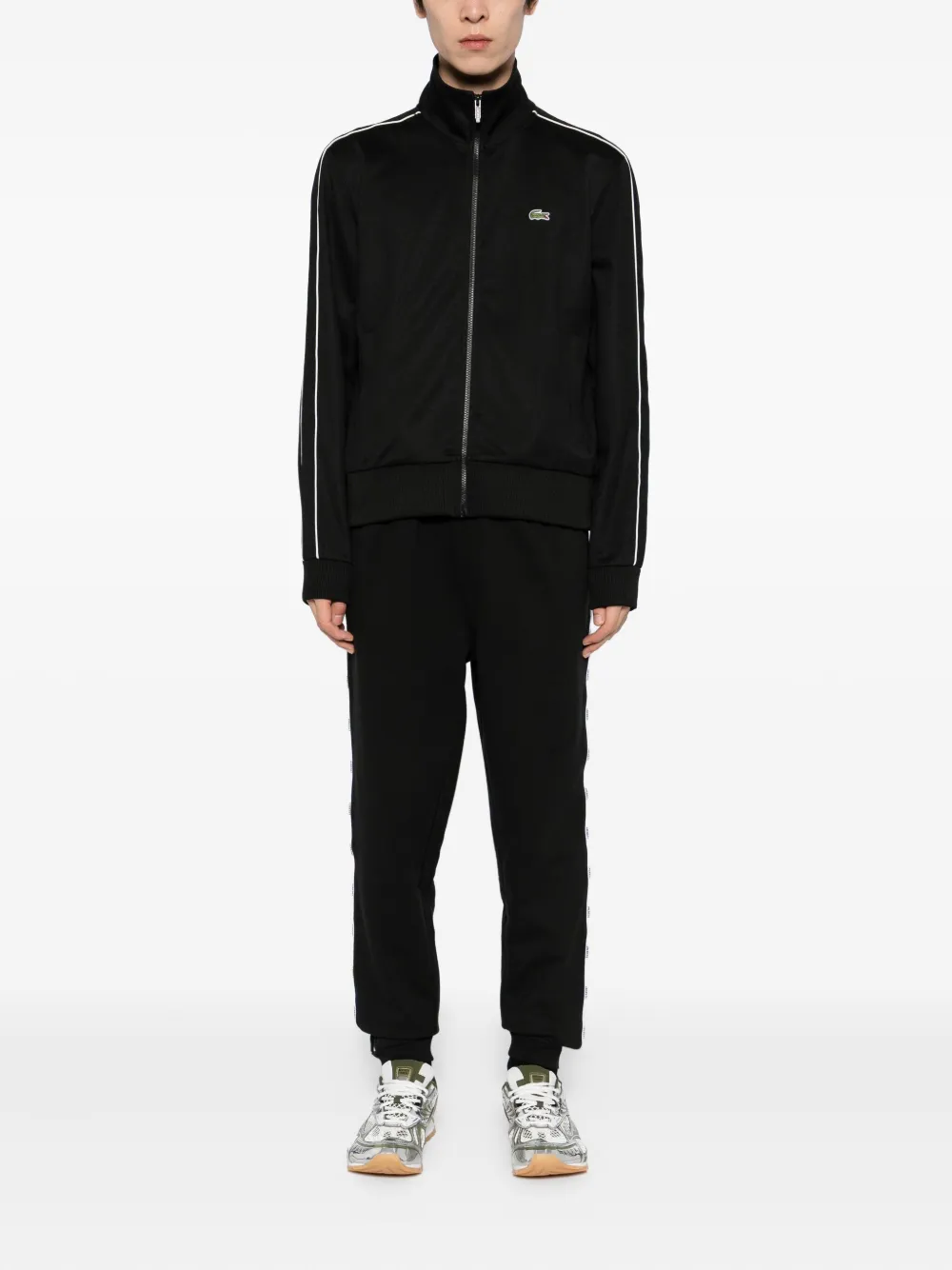 Lacoste Katoenen trainingsbroek met logo afwerking - Zwart