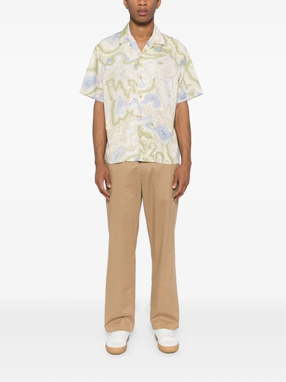 Lacoste Overhemd met geborduurd logo - Beige