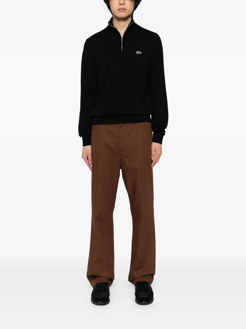 Lacoste 1/4 trui met rits - Zwart