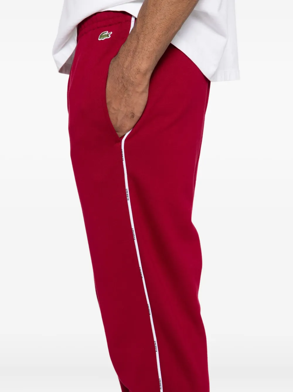 Lacoste Broek met geborduurd logo Rood