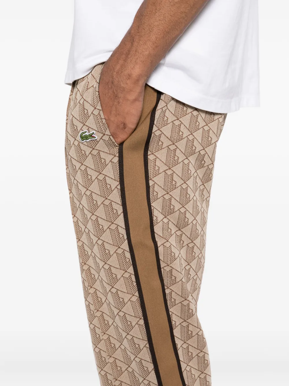 Lacoste Broek met monogram Bruin