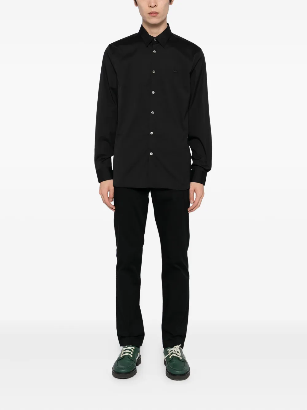 Lacoste Overhemd met logopatch - Zwart