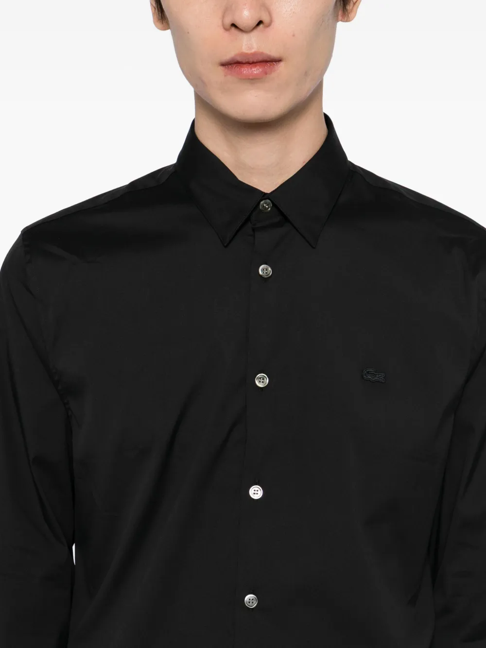 Lacoste Overhemd met logopatch Zwart