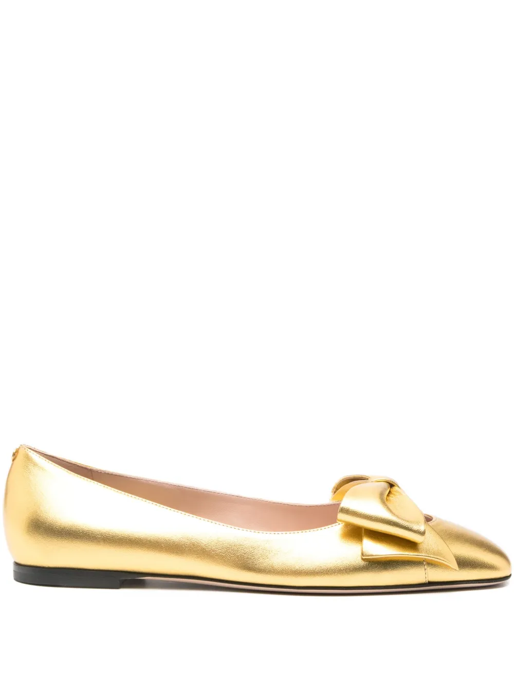 Valentino Garavani bow-embellished leather ballet flats Gold
