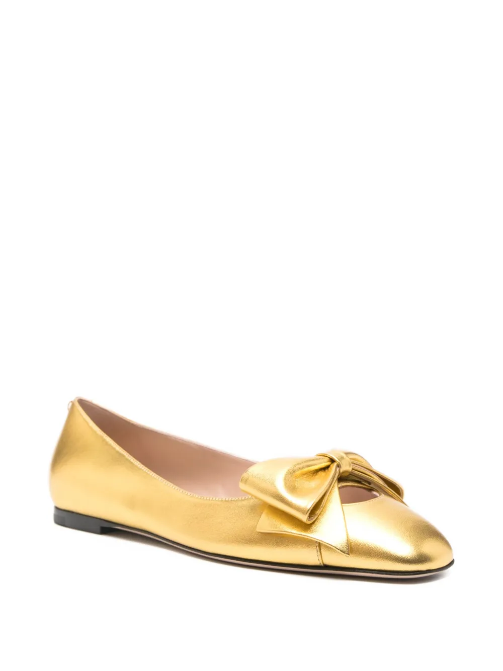 Valentino Garavani bow-embellished leather ballet flats Gold