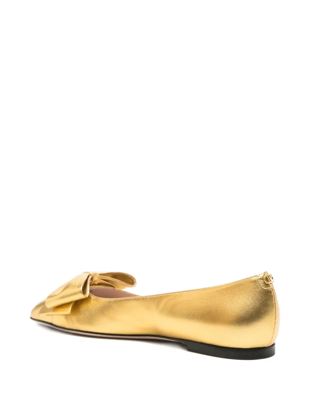 Valentino Garavani bow-embellished leather ballet flats Gold