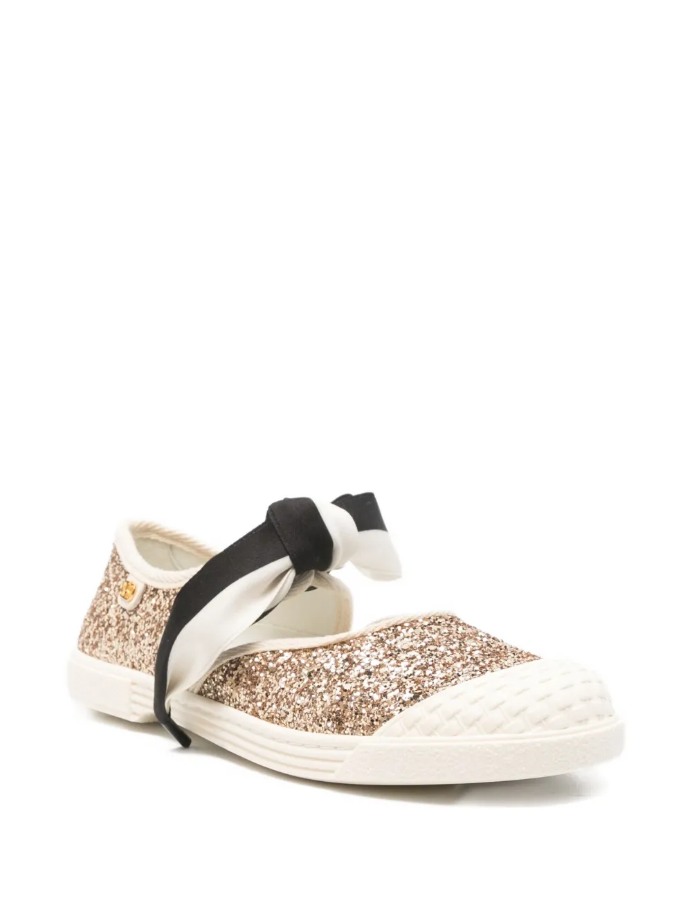 Valentino Garavani glittered bow-detail ballet flats Gold