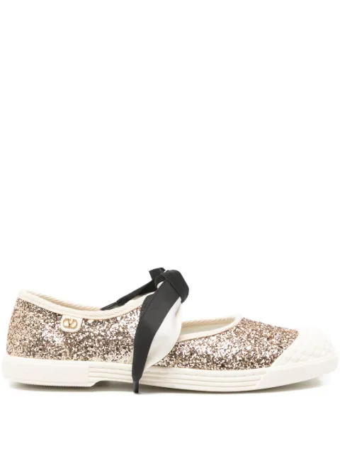 Valentino Garavani glittered bow-detail ballet flats