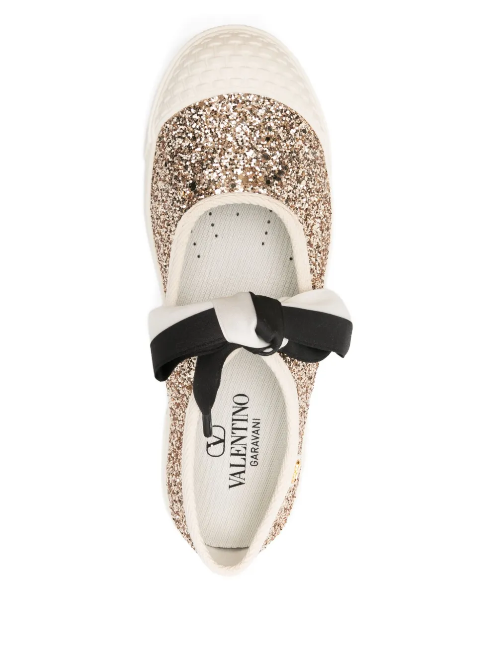 Valentino Garavani glittered bow-detail ballet flats Gold