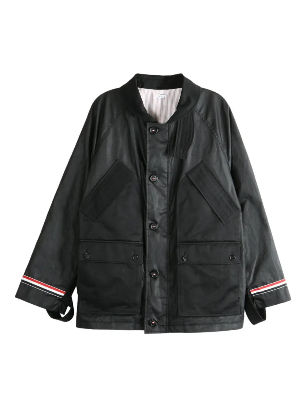 Thom Browne panelled buttoned jacket - Nero