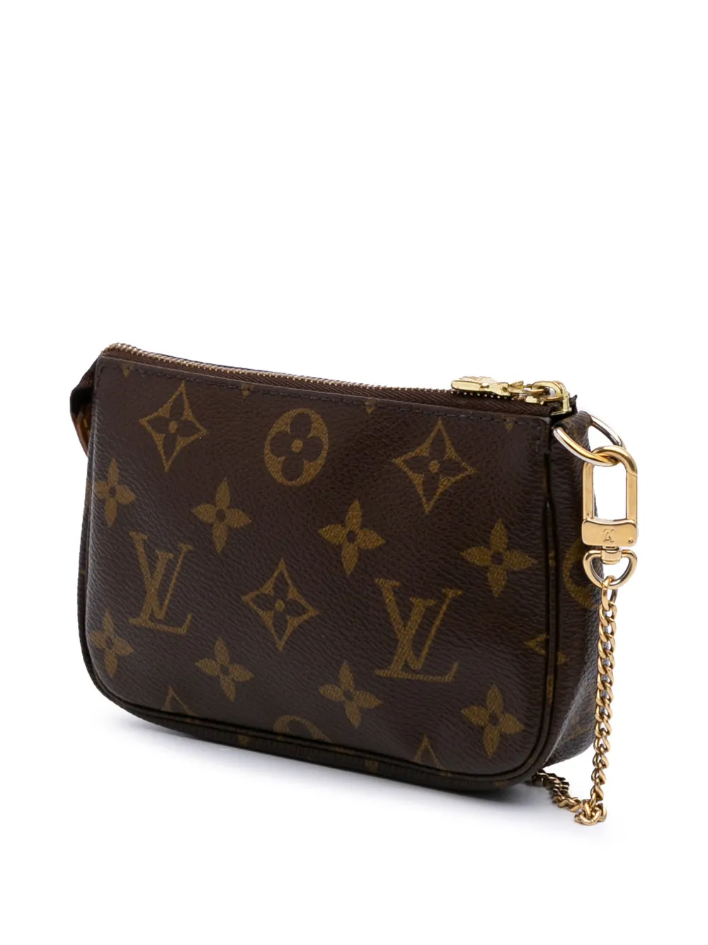 Pre-owned Louis Vuitton 2004 Monogram Mini Pochette Accessoires Handbag In Brown