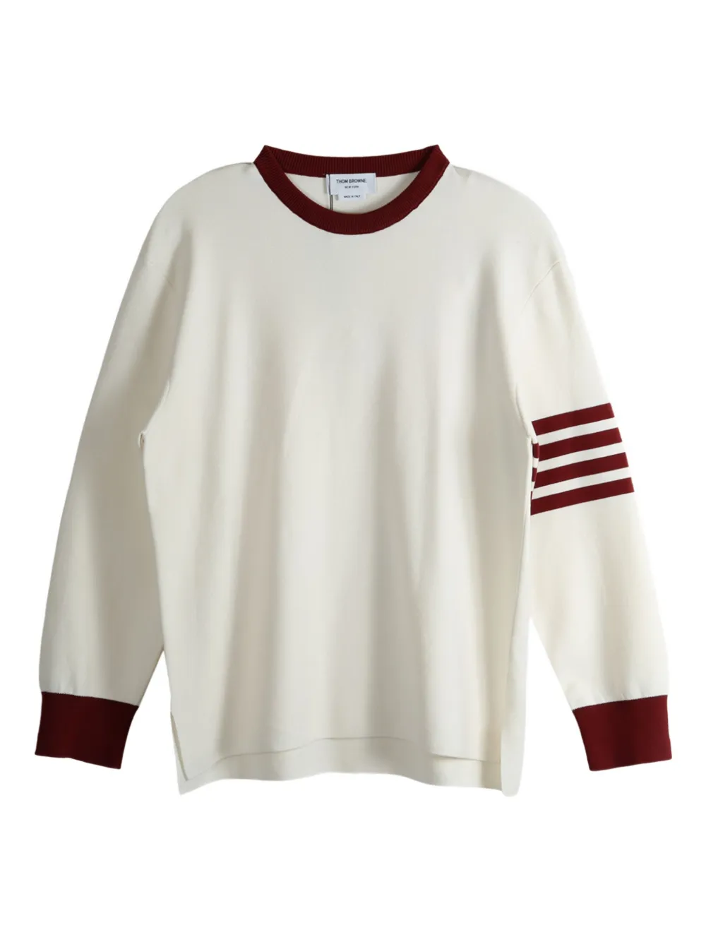 Thom Browne four-stripe crew-neck sweater Wit