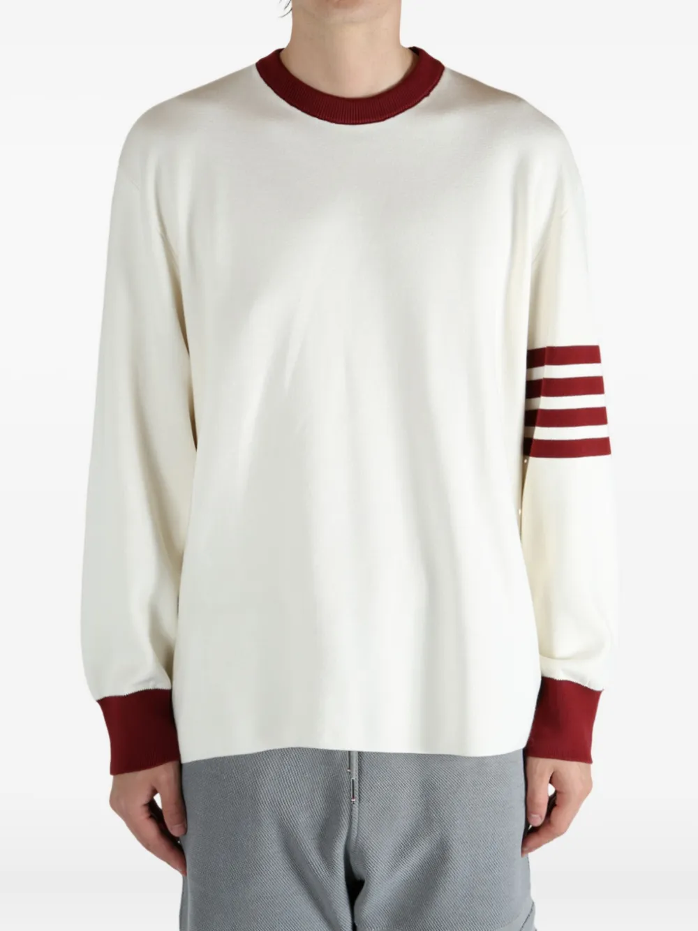 Thom Browne four-stripe crew-neck sweater Wit