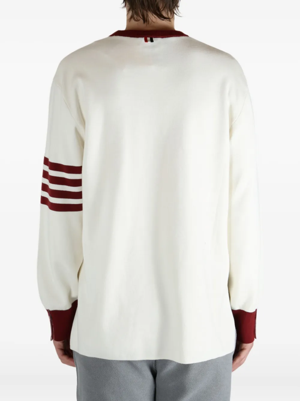 Thom Browne four-stripe crew-neck sweater Wit