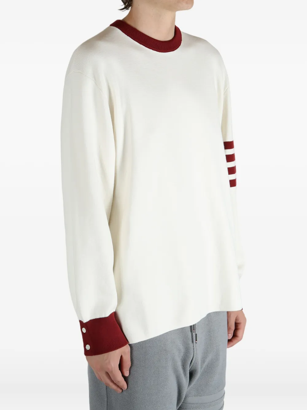Thom Browne four-stripe crew-neck sweater Wit