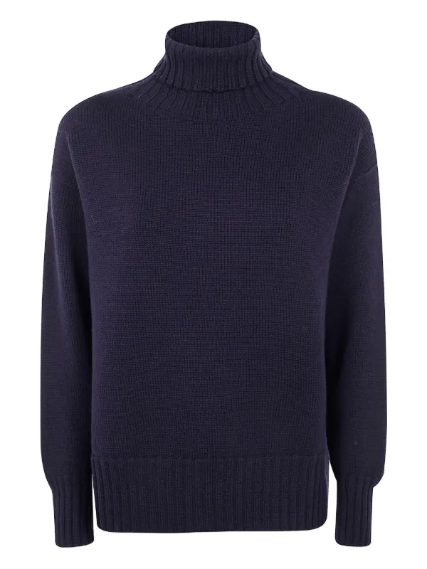 Drumohr Turtleneck Wool Sweater in Blue