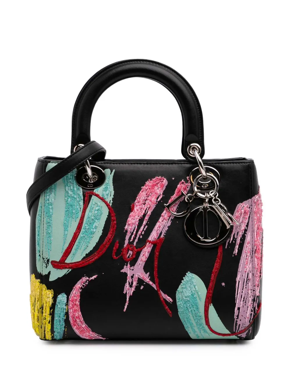 Christian Dior Pre-Owned 2015 ミディアム カーフスキン スパンコール アート レディ ディオール Christian Dior Pre-Owned 2015 ミディアム カーフスキン スパンコール アート レディ ディオール
