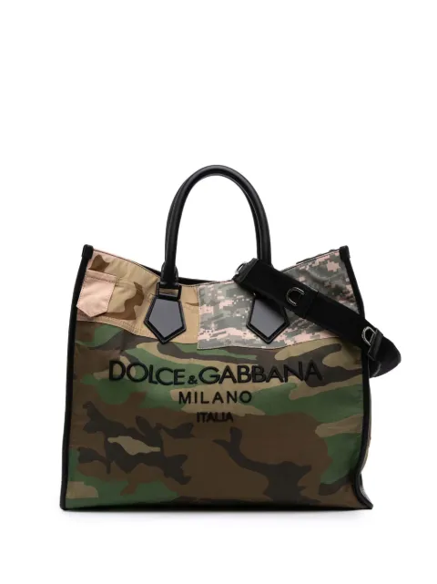 Dolce & Gabbana Pre-Owned 2004-2025 Large Camouflage Canvas Shopping Tote satchel
