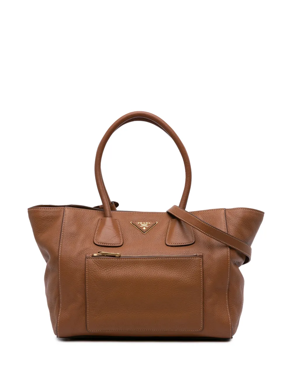 Prada Pre-Owned 2000-2025 ヴィッテロダイノ ショッピングトート サッチェルバッグ - ブラウン Prada Pre-Owned 2000-2025 ヴィッテロダイノ ショッピングトート サッチェルバッグ - ブラウン