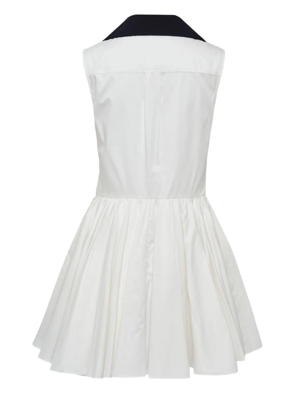 Self-portrait Contrast-collar Flared Dress In White