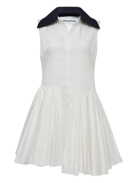 Self-Portrait contrast-collar flared dress