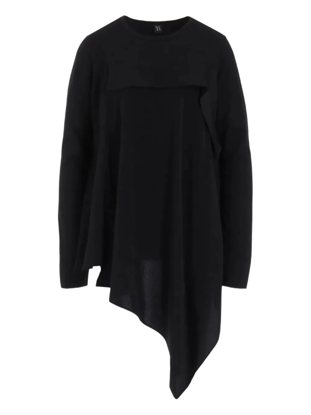 Y's Asymmetric Draped Top In Black