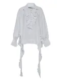 Open YY ruffled lace-up blouse - White