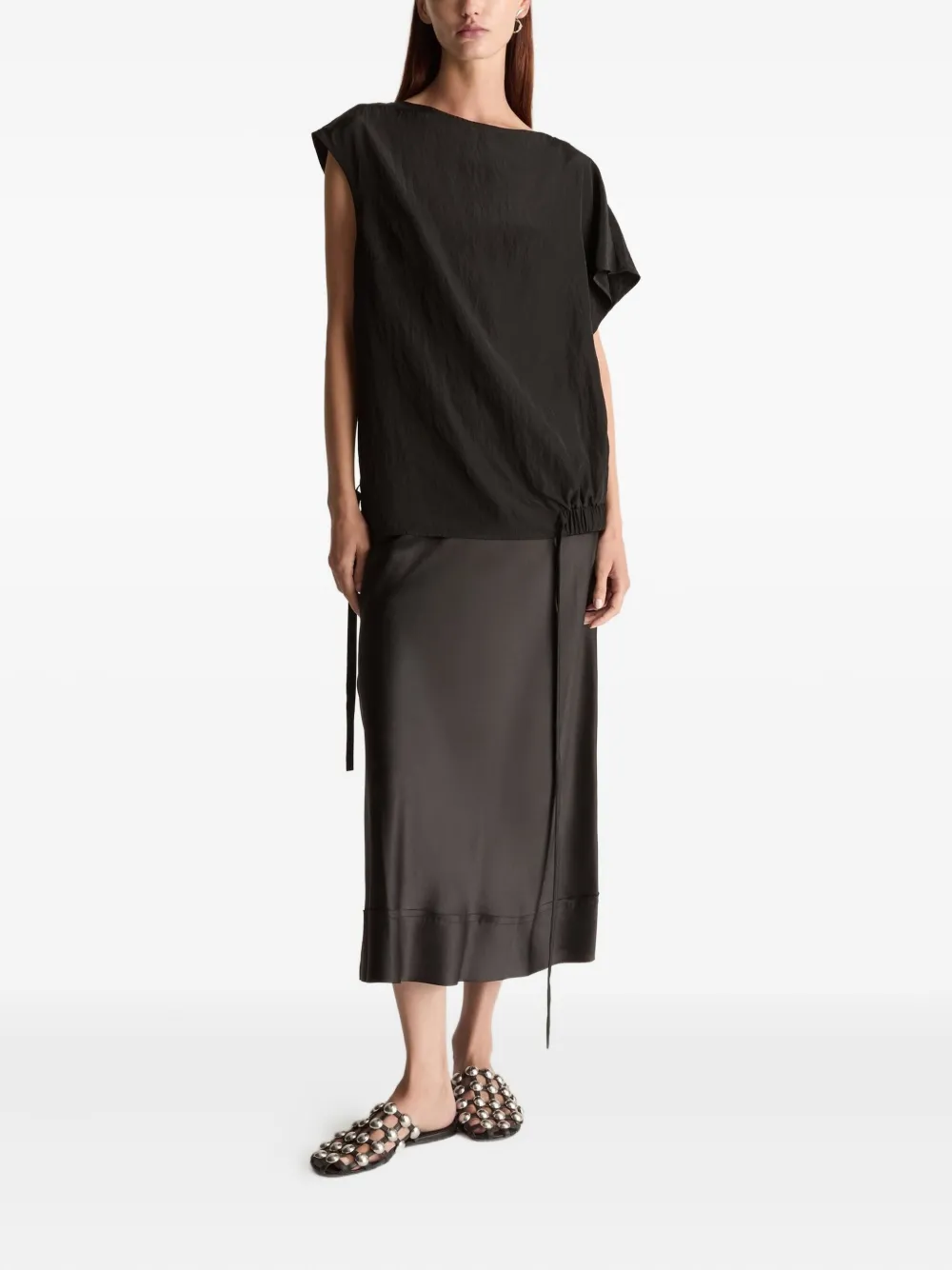 Lee Mathews Kiki asymmetric-neck top - Zwart