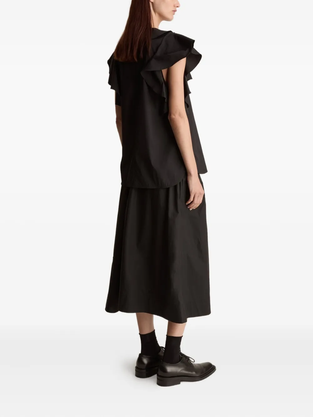 Lee Mathews Ruffled Panelled Skirt In Black