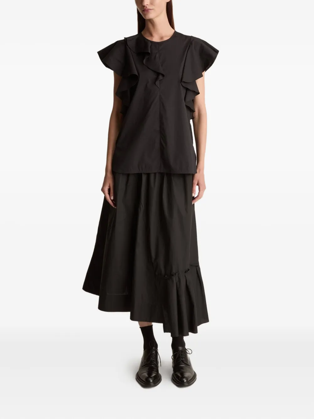 Lee Mathews ruffled panelled skirt - Zwart