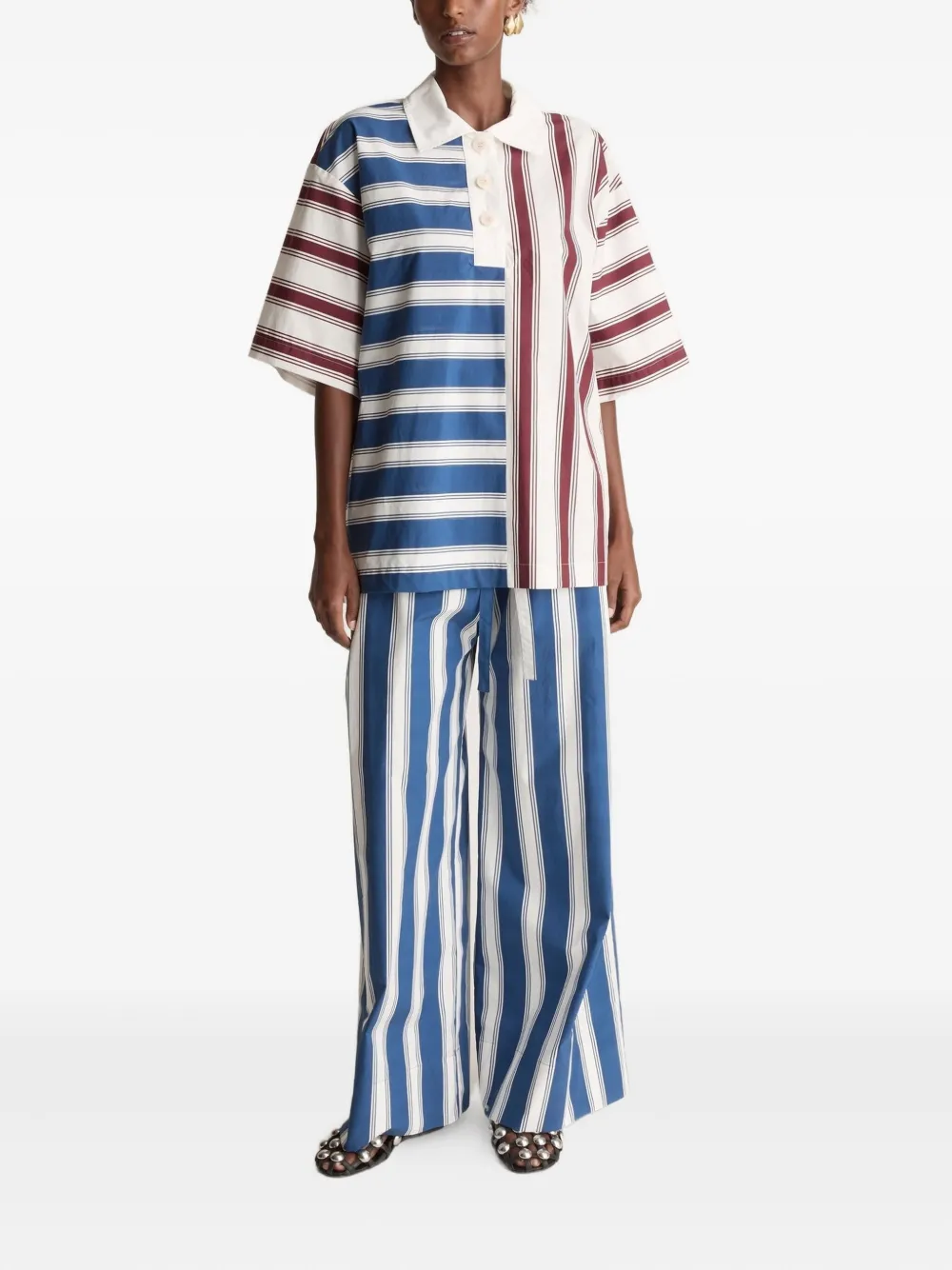 Lee Mathews striped polo top - Blauw
