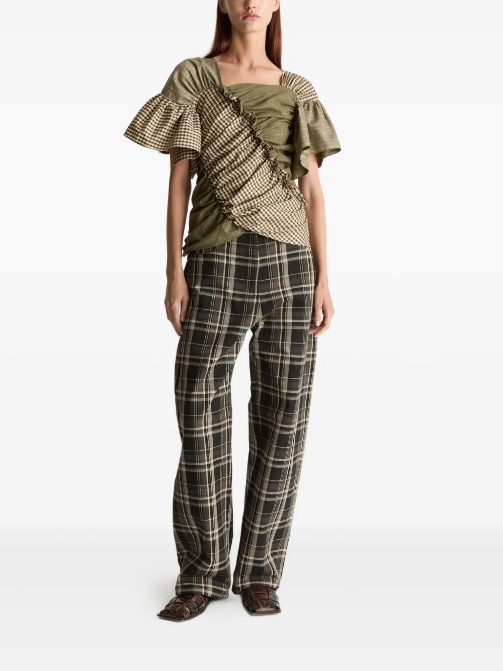 Lee Mathews Betty ruffled blouse - Groen