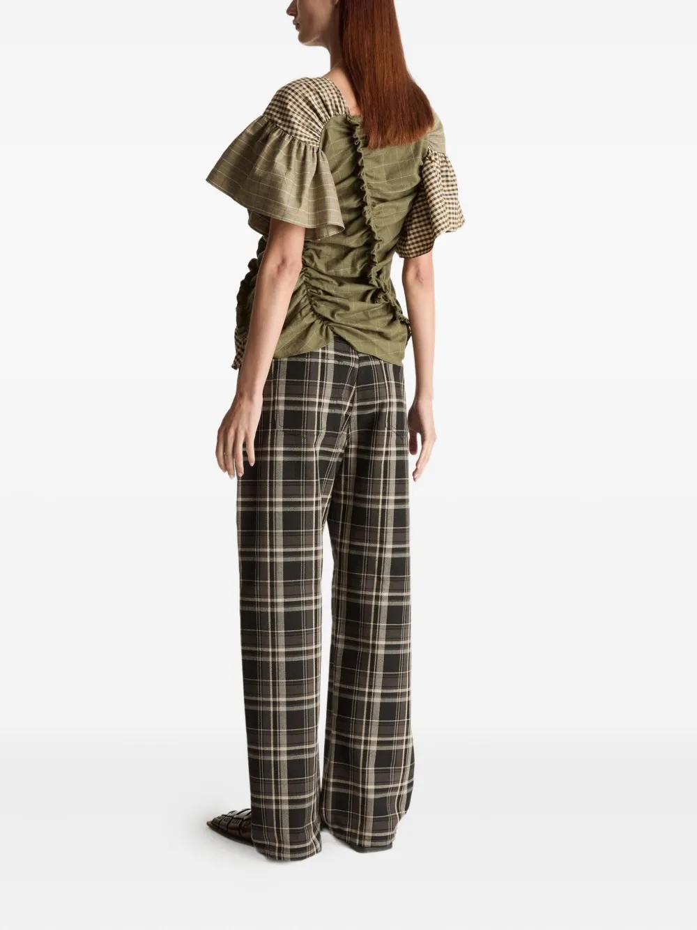 Lee Mathews Betty blouse met ruches Groen