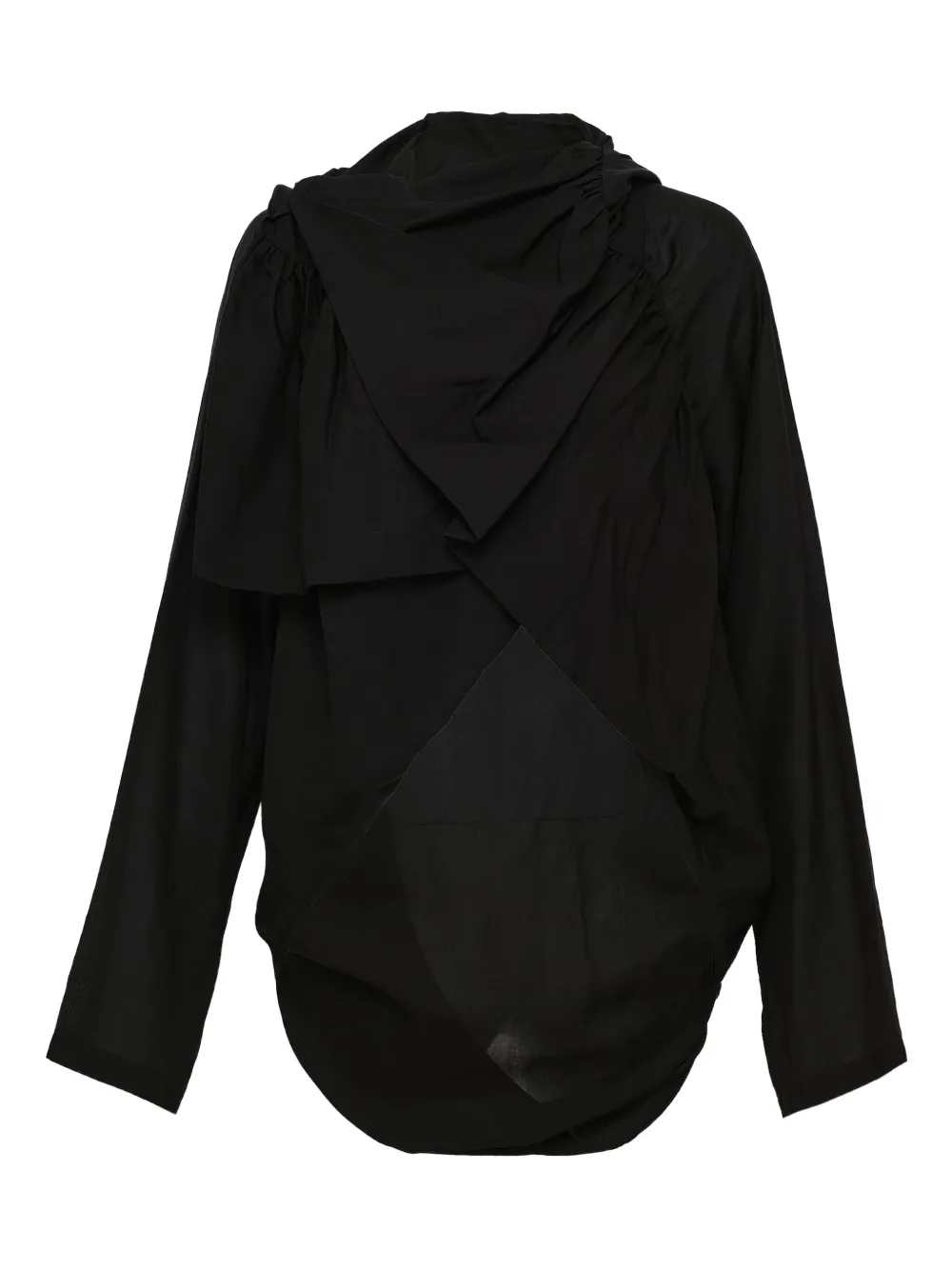 Yohji Yamamoto Draped Hooded Jacket In Black