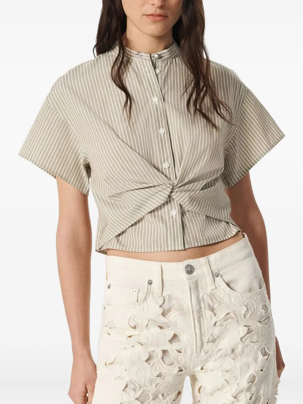 Rag & Bone Twisted Striped Shirt In Neutral
