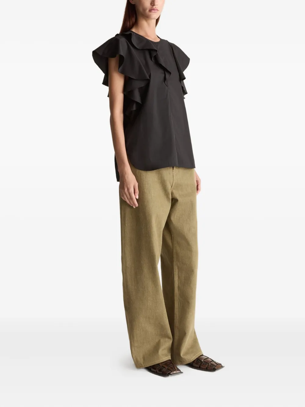 Lee Mathews Ella ruffle-detail blouse - Zwart