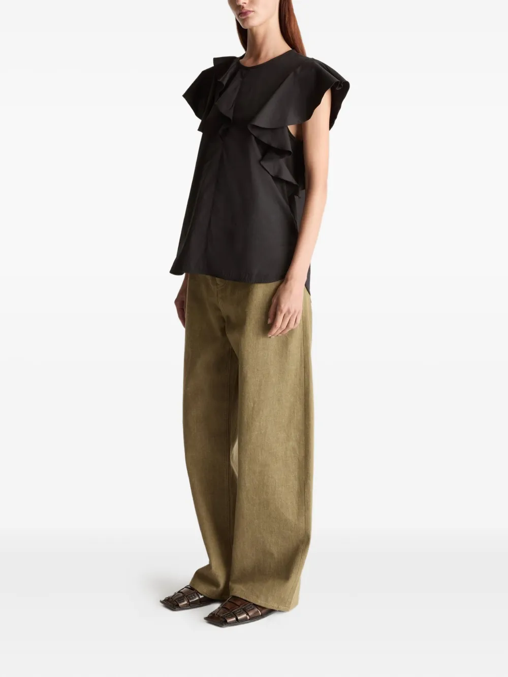 Lee Mathews Ella Ruffle-detail Blouse In Blue