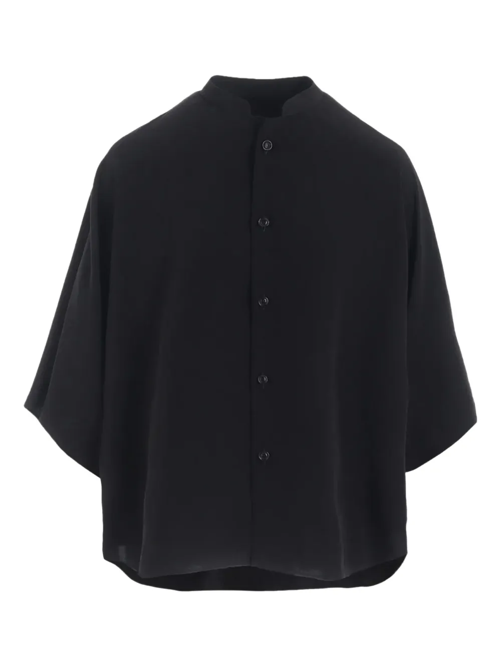 Y's mandarin-collar short-sleeve shirt | Black | Image 1