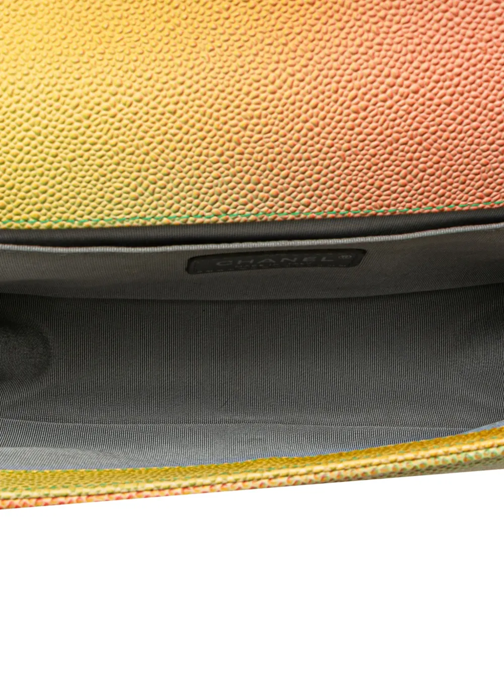 Pre-owned Chanel 2016-2017 Old Medium Quilted Caviar Rainbow Boy Flap Crossbody Bag In Multi