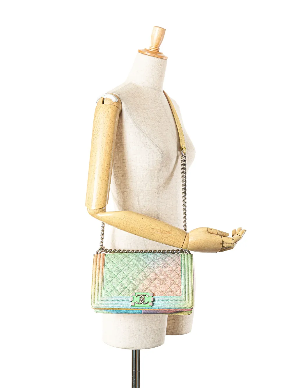 CHANEL Pre-Owned 2016-2017 Old Medium Quilted Caviar Rainbow Boy Flap crossbody bag | Pre-Owned | Image 2