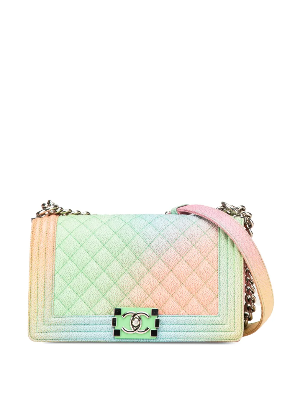 CHANEL Pre-Owned 2016-2017 オールドミディアム マトラッセ キャビア レインボー ボーイ フラップ CHANEL Pre-Owned 2016-2017 オールドミディアム マトラッセ キャビア レインボー ボーイ フラップ