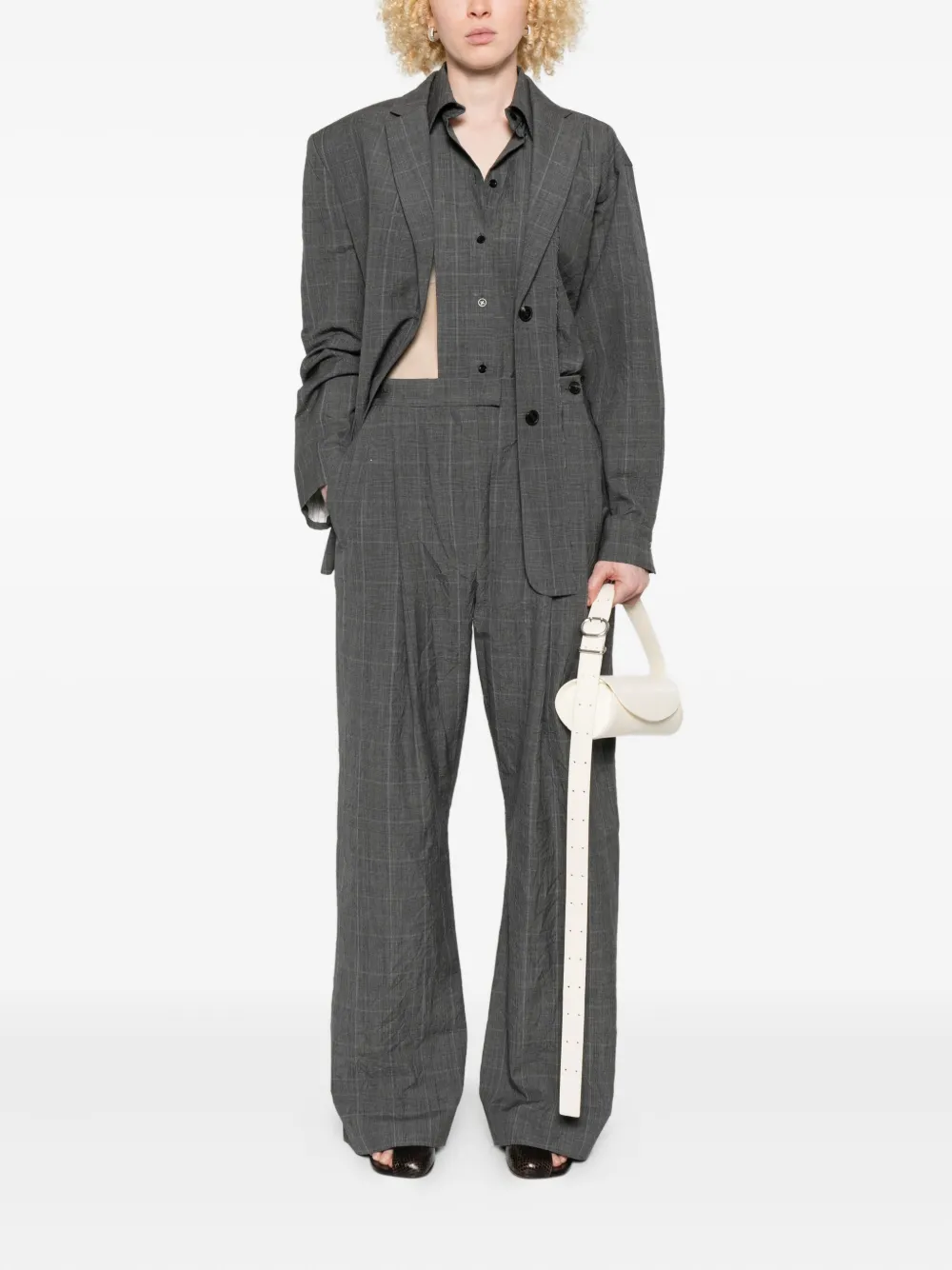 LITKOVSKA pleated checked trousers - Grijs