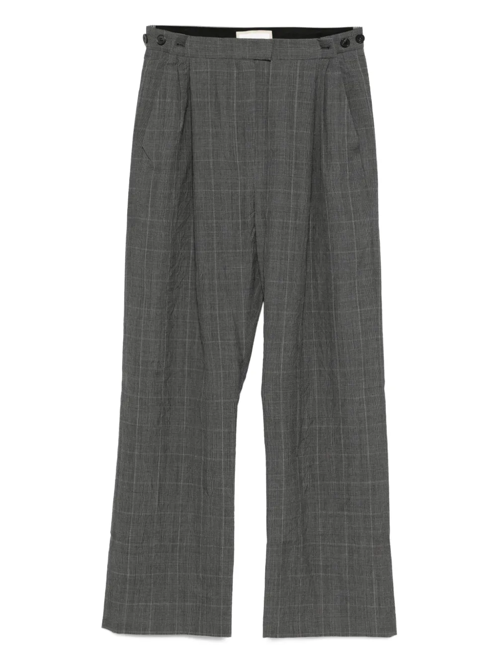 pleated checked trousers