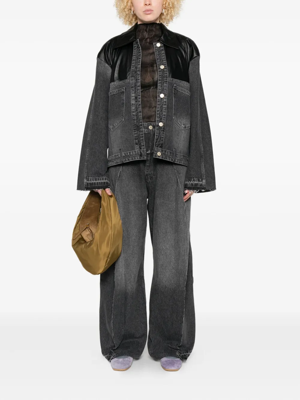 LITKOVSKA pleated frayed jeans - Grijs