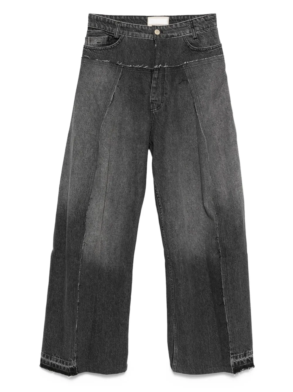 pleated frayed jeans