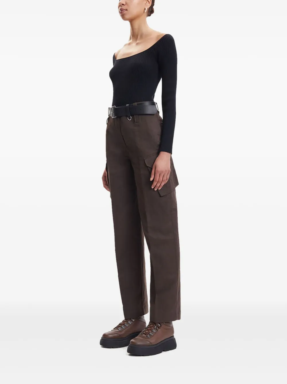 Samsoe & Samsoe Ribbed Scoop-neck Top In Black