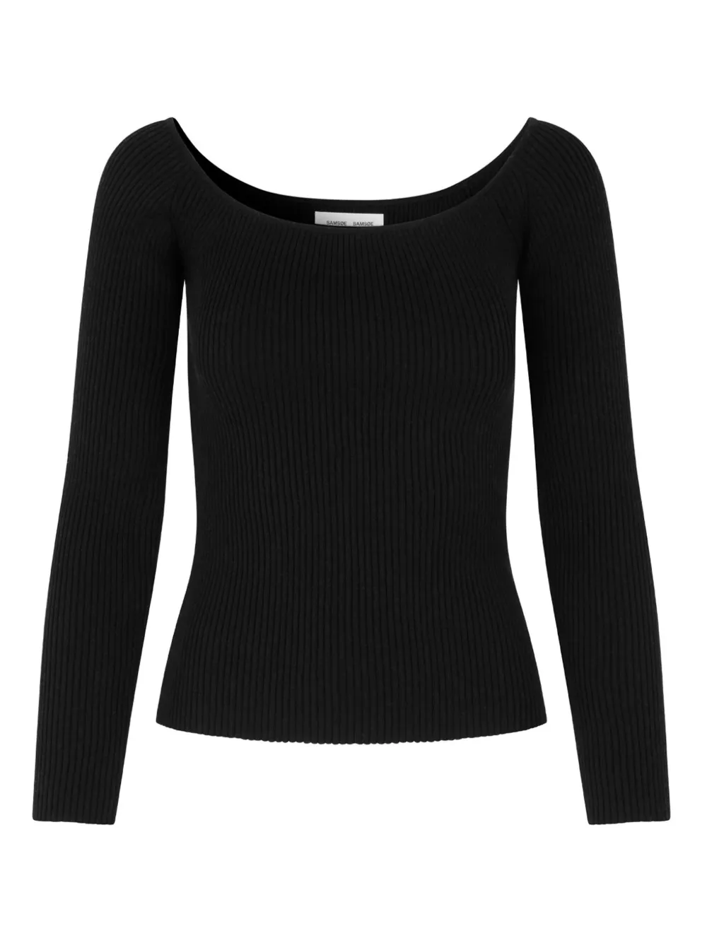Samsoe & Samsoe Ribbed Scoop-neck Top In Black