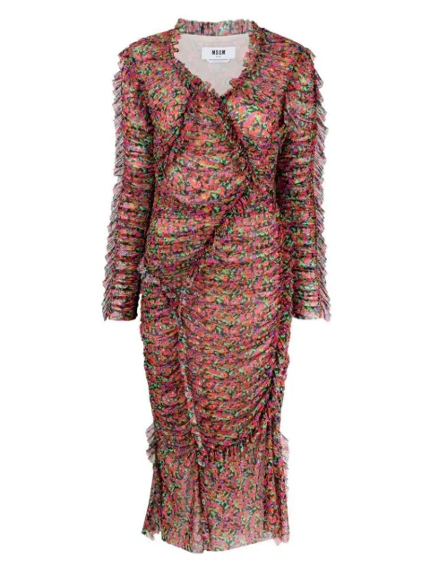 MSGM floral-print midi dress